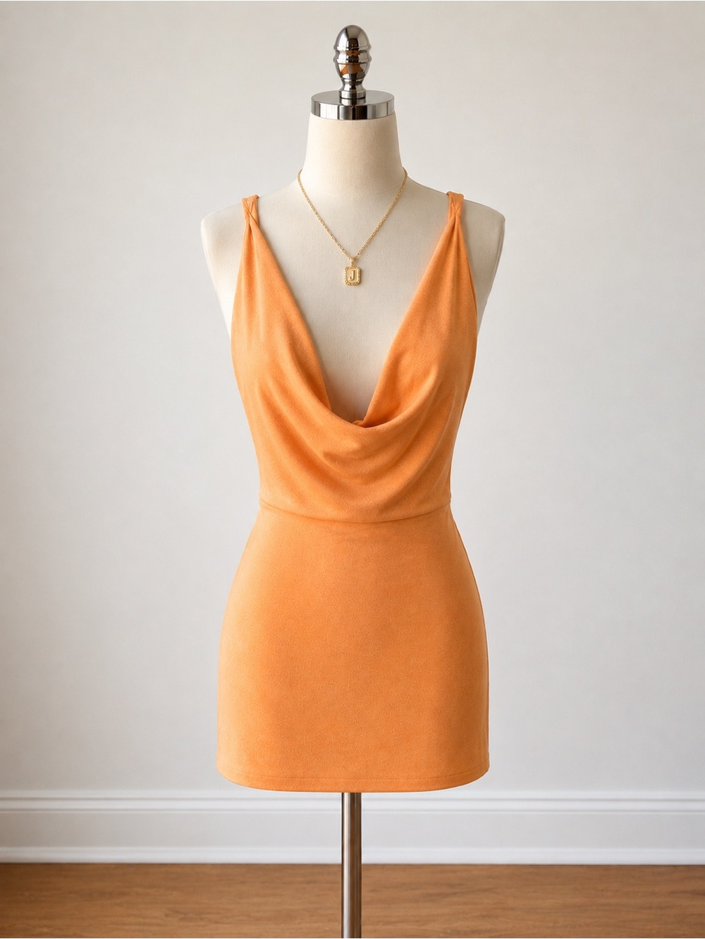 Altar'd State Orange Cowl Neck Mini Dress
